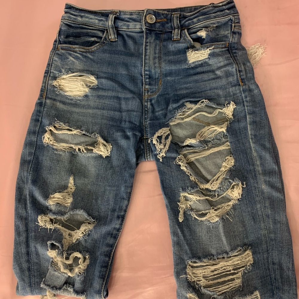 High Rise American Eagle Ripped Jeans